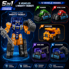 5-in-1 Construction Vehicle Robot Transformer