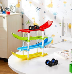 Chigy Wooh Racer Ramp Toy with 4 Cars, 4 Ramps and Race Track for 1, 2, 3 Toddlers, Boys & Girls – Educational Vehicle Toys