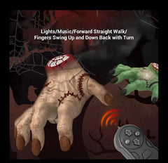 Chigy Wooh Remote Control Crawling Hand Toy 2.4GHz Realistic Horror Hand with Light & Sound Effects, Scary Prank Toy for Halloween Party Gift for Kids