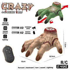 Chigy Wooh Remote Control Crawling Hand Toy 2.4GHz Realistic Horror Hand with Light & Sound Effects, Scary Prank Toy for Halloween Party Gift for Kids