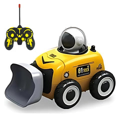 Remote Control Excavator RC Truck Construction Toy for Kids Space Theme with Dazzle Lights and Music 360° Rotation Rechargeable for Boys and Girls
