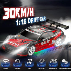 Chigy Wooh Remote Control Super GT Drift Car Scale 1:16 High Speed 4WD 2.4GHz Racing Car with LED Lights, Drifting & Racing Tires Sport Toy for Boys & Girls