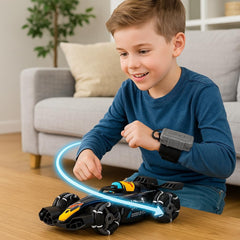 Chigy Wooh Remote Control Stunt Smoke Car With LED Lights & Music 2.4Ghz 360° Rotation Fast Stunt Light Weight Multifunction Hand Gesture Remote Control Car For Kids