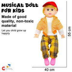 Chigy Wooh Musical Soft Boy Doll with Sound Poem Boy Stuffed Soft Plush Toys for Boys & Girls Best Gifts for 3+ year Old Kids