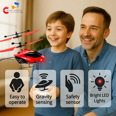 Remote Control Helicopter with Hand Gravity Sensor, 3D Light & Safety Sensor for Kids