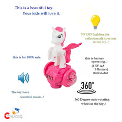 Chigy Wooh Musical Unicorn Dancing Toy for Kids | 5D Light and Sound, 360 Degree Rotating Bump and Go Action Horse Toy | Moving Crawling Toys, Battery Operated, Best Gift for boys & Girls
