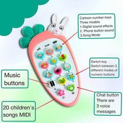 Chigy Wooh Smart Phone Cordless Feature Mobile Phone Toys Mobile Phone for Kids Phone Small Phone Toy Musical Toys for Kids Smart Light Birthday Gifts for Boys