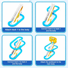 Duck Automatic Stair-Climbing Cartoon Race Track Set with Lights and Music for kids