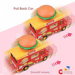 Little Fast Food Burger Truck with Magnetic Sound & Light Indication Feature Little Food Truck Pretend Play Toy for Toddlers 1:36 Scale Die Cast