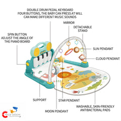 Chigy Wooh Baby Play Gym Mat Kick and Play Baby Activity Gym with Music and Lights, Piano Play Mat for Babies Ideal Gift for Toddlers