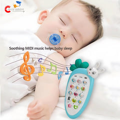 Radish Style Cute Rabbit Phone Pretend Play Cell Phone Toy for Kids, Toddlers with Music, Ringtones, Lights - Birthday Party Favors and Gifts for Boys and Girls