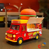 Little Fast Food Burger Truck with Magnetic Sound & Light Indication Feature Little Food Truck Pretend Play Toy for Toddlers 1:36 Scale Die Cast