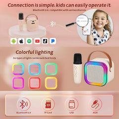 Rechargeable Karaoke Mic with Speaker for Singing Wireless Mini Portable Bluetooth Speaker with Microphone & LED Lights Cute Birthday Gift for Kids Musical Toys for Boys, Girls and Adults