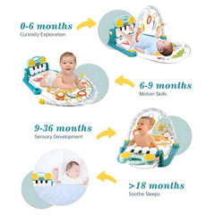 Chigy Wooh Baby Play Gym Mat Kick and Play Baby Activity Gym with Music and Lights, Piano Play Mat for Babies Ideal Gift for Toddlers