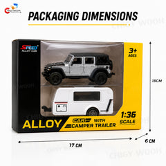 1:36 Alloy SUV Car with Camper Trailer