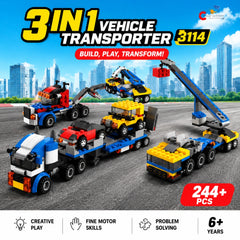 Chigy Wooh 3-in-1 Vehicle Transporter Building Blocks Set