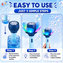 Chigy Wooh Bubble Wand Toy for Kids with LED Lights