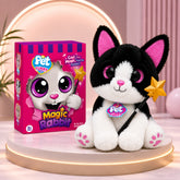 Musical Cat Soft Toy with Glowing Ears, Movement & Magic Wand for Kids