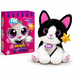 Musical Cat Soft Toy with Glowing Ears, Movement & Magic Wand for Kids
