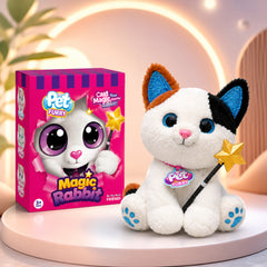 Musical Cat Soft Toy with Glowing Ears, Movement & Magic Wand for Kids