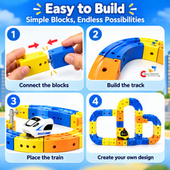 130 PCS DIY Building Block Magnetic Track Train Set with Bullet Train