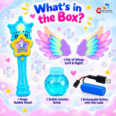 Magic Bubble Wand with LED Light & Wings