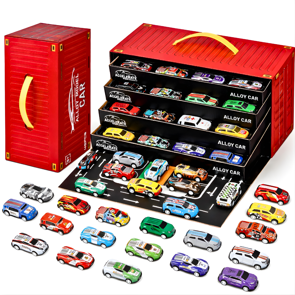 48 PCS Die Cast Cars Set with Storage Case
