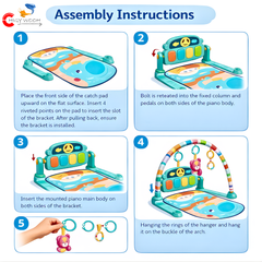 Baby Musical Activity Play Gym Mat with Piano & Hanging Toys