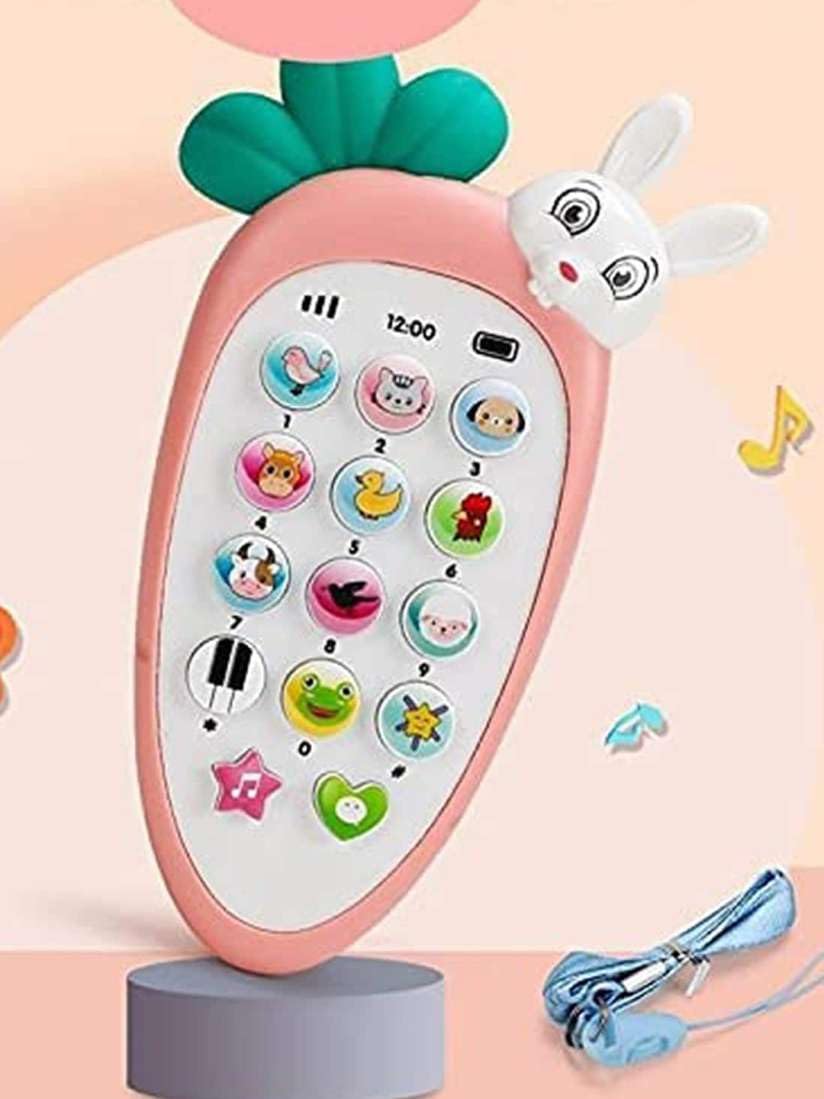 Radish Style Cute Rabbit Phone Pretend Play Cell Phone Toy for Kids, Toddlers with Music, Ringtones, Lights - Birthday Party Favors and Gifts for Boys and Girls