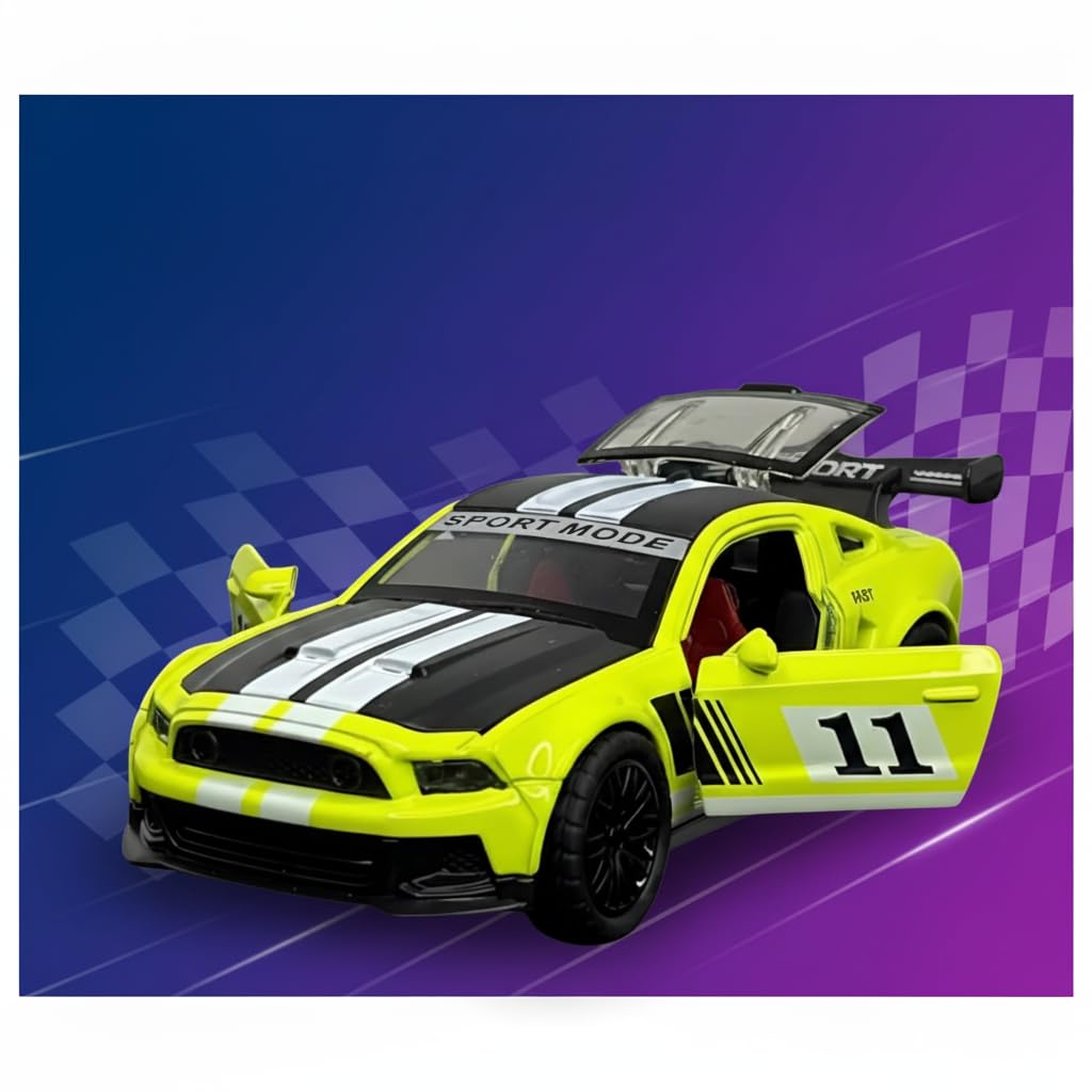 Chigy Wooh Mustang GT Sports Diecast Model Car with Pullback Action, Openable Doors & Trunk Metal Toy Car for Kids Best Gift for 3+ Year Old Boys & Girls