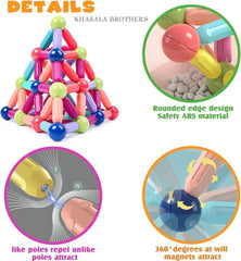 Chigy Wooh Magnetic Blocks for Kids Tiles -25 Pieces Set Gifts for Girls, Boys, Magnetic Blocks for Kids 3+ Years Constructing & Learning Builder Educational Kids Magnetic Blocks Game