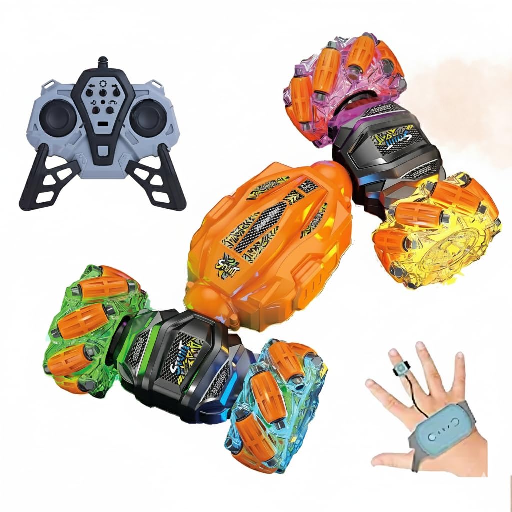 Chigy Wooh Remote Control Stunt Car 2.4GHz 4WD Gesture Sensing 360° Rotating Double Sided Hand Gesture RC Cars with LED Lights Toy for Kids