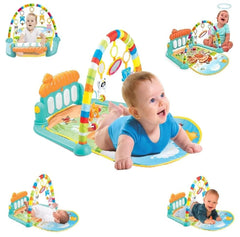 Chigy Wooh Kick and Play Musical Keyboard Mat Piano Baby Gym and Fitness Rack Baby Play Mat Gym & Fitness Rack with Hanging Rattles Lights & Musical Keyboard Mat Piano for Baby Boy & Girls