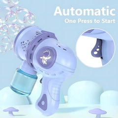 Chigy Wooh Bubble Gun for Kids Leak-Proof Bubble Machine Automatic Space Bubble Blower with Bubble Soap Solution, Led Light Bubble Maker for Boys & Girls