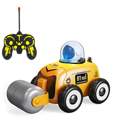 Remote Control Road Roller Construction Toy for Kids Space Theme with Dazzle Lights and Music 360° Rotation Rechargeable for Boys and Girls