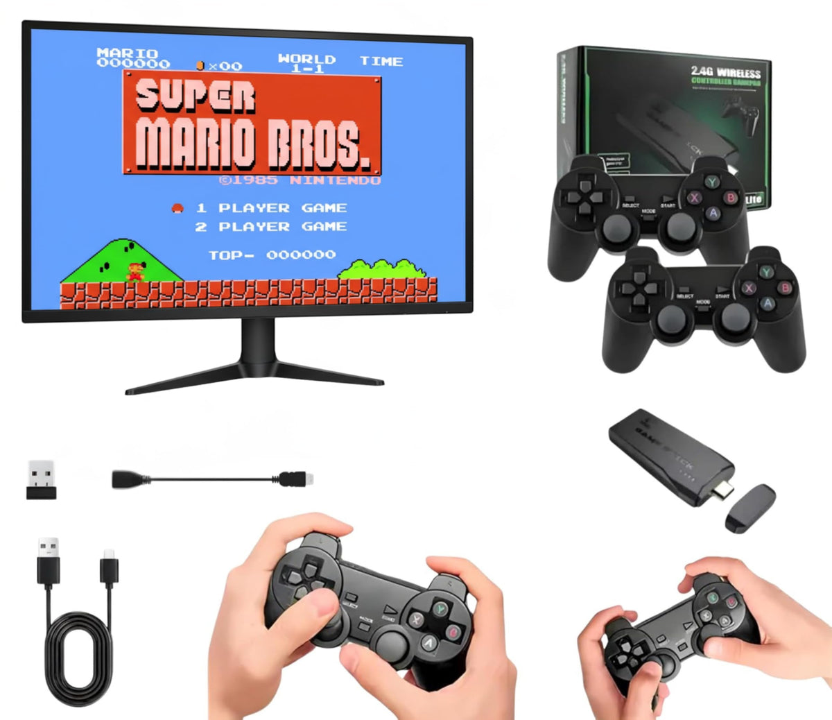 Chigy Wooh Wireless video games for tv gaming Retro gaming console with Game Stick Plug & Play TV Video Game Set for 2 player