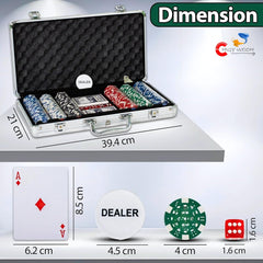 Chigy Wooh Poker Chips Set Casino Style 300 Chips/Pcs with Bag & Aluminum Finish Case Poker for Adults