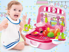 Chigy Wooh Kitchen Set Portable Cooking Kitchen Play Set Pretend Play Food Party Role Toy for Boys Girls – Pink