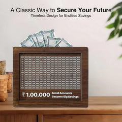 Chigy Wooh Wooden Money Box 1 Lakh Goal Piggy Bank with Savings Chart for Adult