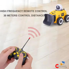 Remote Control Excavator RC Truck Construction Toy for Kids Space Theme with Dazzle Lights and Music 360° Rotation Rechargeable for Boys and Girls