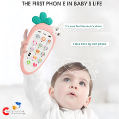 Radish Style Cute Rabbit Phone Pretend Play Cell Phone Toy for Kids, Toddlers with Music, Ringtones, Lights - Birthday Party Favors and Gifts for Boys and Girls