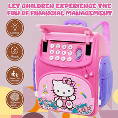 Chigy Wooh School Bag ATM Money Saving Mini ATM Piggy Bank for Real Money Cash Coin with Finger Print Sensor Musical Piggy Savings Bank For Kids
