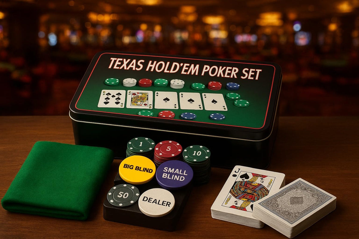 Casino Style Poker Chips Set with Dealer Button Card Game