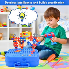 Kids Electric Drill Building Blocks Set with Astronaut Space Storage Case