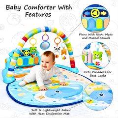 Baby Musical Activity Play Gym Mat with Piano & Hanging Toys