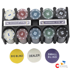Casino Style Poker Chips Set with Dealer Button Card Game