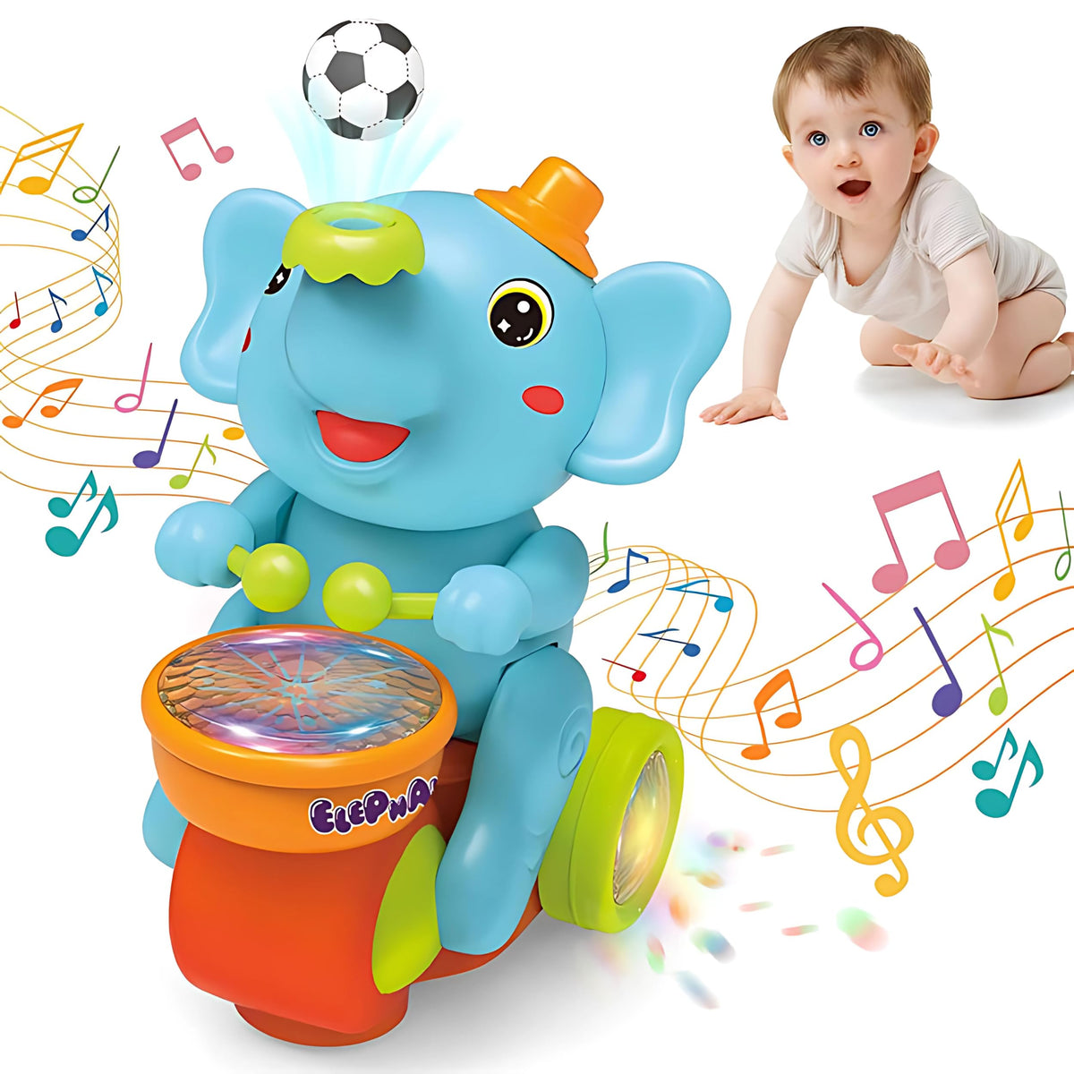 Musical Walking Elephant Drummer Toy