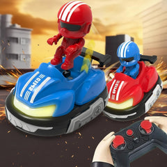 Chigy Wooh Remote Control Bumper Cars Toys 2 Pack Mini Remote Controlled Ejector Battle Race Vehicles with Light, Sound & 360°Rotating Car Toys for Kids