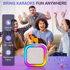 Rechargeable Karaoke Mic with Speaker for Singing Wireless Mini Portable Bluetooth Speaker with Microphone & LED Lights Cute Birthday Gift for Kids Musical Toys for Boys, Girls and Adults