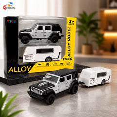 1:36 Alloy SUV Car with Camper Trailer